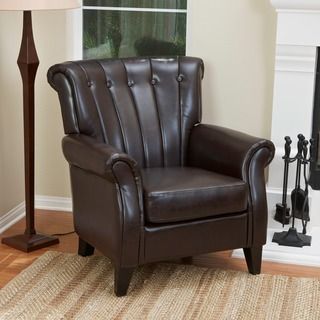 Christopher Knight Home Clifford Channel Tufted Brown Leather Club Chair Christopher Knight Home Chairs