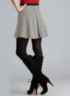 Soprano Front Pleat Abstract Houndstooth Skater Skirt Sopranos Mid length Skirts