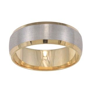 14k Two tone Gold Satin Finish Easy fit Wedding Band Gold Rings