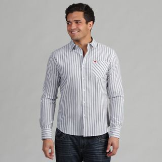 191 Unlimited Men's Grey Stripe Button Up Shirt 191 Unlimited Casual Shirts