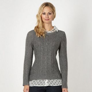 The Collection Grey mock shirt collar jumper