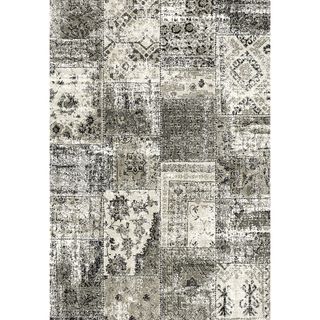 Eternity Patchwork Black Silver Rug (2' x 3'11) Accent Rugs