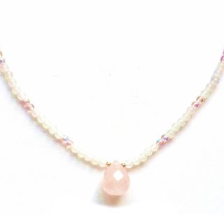 Every Morning Design Pink Quartz Faceted Drop Necklace Necklaces