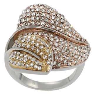 Journee Collection Coppertone Stainless Steel Cubic Zirconia Leaf Ring Journee Collection Cubic Zirconia Rings