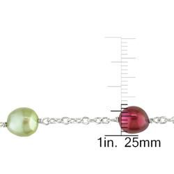 Miadora Silvertone Multicolored Pearl Necklace (8 9 mm) Miadora Pearl Necklaces