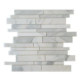 Calacatta Gold Random Strip Polished Marble Mosaic Tiles From Italy    