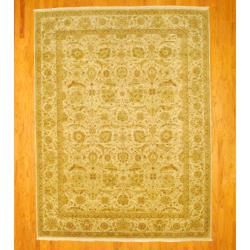 Indo Hand knotted Vegetable Dye Tabriz Beige/ Green Wool Rug (8'11 x 11'8) 7x9   10x14 Rugs