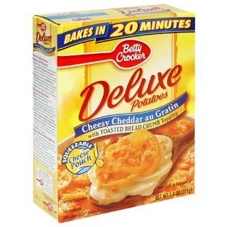 Betty Crocker Deluxe Cheesy Cheddar Au Gratin Potatoes, 7.8 Ounce Boxes (Pack of 12)  Prepared Potato Dishes  Grocery & Gourmet Food