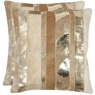 Safavieh Cowhide Peyton 22 inch Gold Feather/ Down Decorative Pillows (Set of 2) Safavieh Throw Pillows