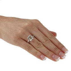 Viducci 10k White Gold Green Amethyst and Diamond Ring Viducci Gemstone Rings