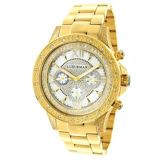 Luxurman Men's Goldplated Stainless Steel Diamond Accent Quartz Watch Luxuriant Men's More Brands Watches