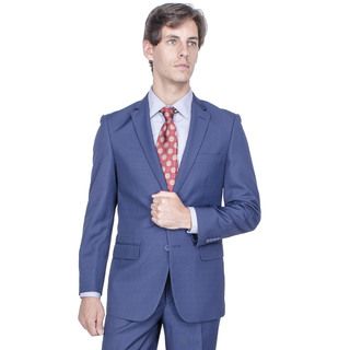 Men's Modern Fit Blue Birds eye 2 button Suit Blank Suits
