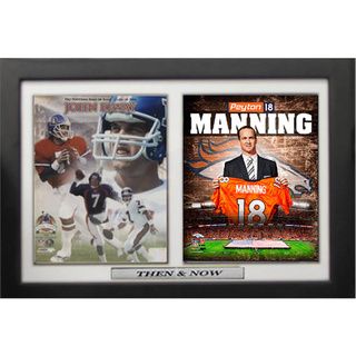 Denver Broncos 12 x 18 Peyton Manning / John Elway Double Frame Encore Select Football