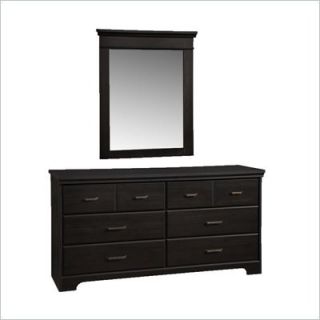 South Shore Versa Double Dresser and Mirror Set in Black Ebony   3177010 PKG