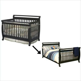 DaVinci Emily 4 in 1 Wood Baby Crib w/ Full/Twin Size Bed Rail Set in Ebony   M4791E M4799E PKG