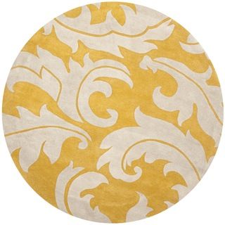 Handmade Soho Gold/ Ivory New Zealand Wool Rug (8' Round) Safavieh Round/Oval/Square