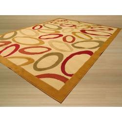 Pat Ovals Abstract Ivory Rug (7'10 x 10'6) EORC 7x9   10x14 Rugs