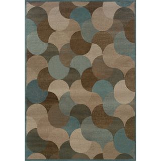 Abstract Beige/ Stone Blue Area Rug (6'7 x 9'6) Style Haven 5x8   6x9 Rugs