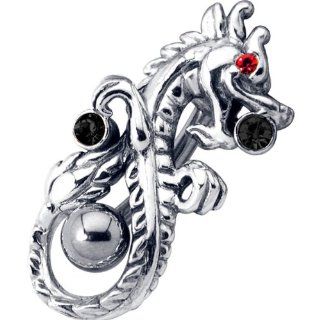 Gemstone Dragon Top Down Belly Button Ring Shield FreshTrends Jewelry