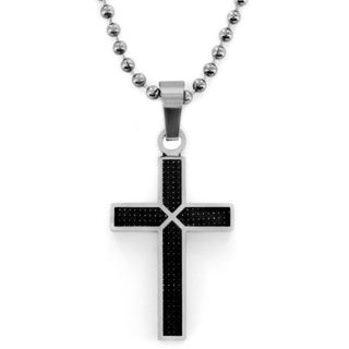 Stainless Steel Black Carbon Fiber Cross Necklace West Coast Jewelry Men's Necklaces
