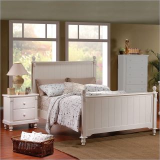 Homelegance Pottery Wood Panel Bed 3 Piece Bedroom Set in White   875W B 4 PKG