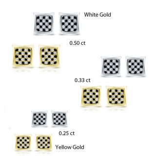 10k Gold 1/4ct/ 1/3ct/ 1/2ct TDW Checker Black and White Diamond Stud Earrings (H I, I1 I2) Diamond Earrings