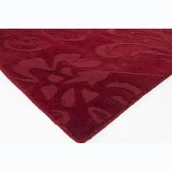 Hand tufted Asten Red Floral Wool Rug (6' x 9') 5x8   6x9 Rugs