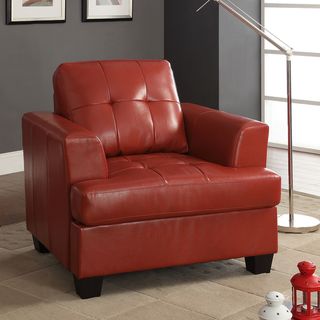 Cartona Red Bonded Leather Contemporary Track Arm Accent Chair Chairs