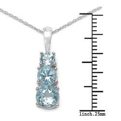 Malaika Sterling Silver Round cut Blue Topaz Necklace Malaika Gemstone Necklaces
