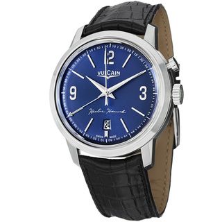 Vulcain Men's 160151.301L '50Presidents' Blue Dial Black Leather Strap Watch Vulcain Men's More Brands Watches
