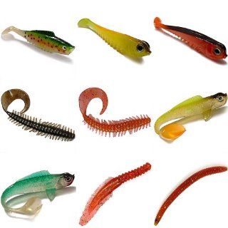 50 Pcs Fishing Soft Plastic Lures Leech C tail Grub Worm with Box  Sports & Outdoors