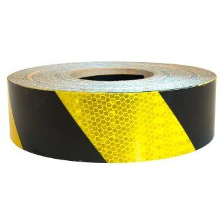 'Really Brite' Reflective Tape  2"x30'  Black on Yellow Industrial Floor Warning Signs