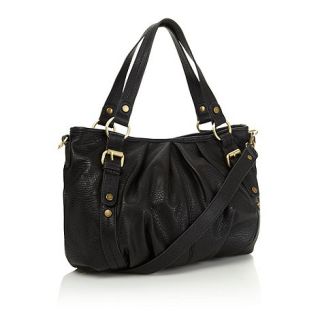 The Collection Black leather look pleated shoulder bag