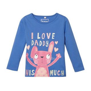 bluezoo Girls blue I Love Daddy bunny print top