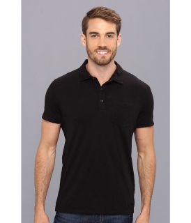 Kenneth Cole Sportswear Polo With Woven Taping Mens Short Sleeve Pullover (Black)