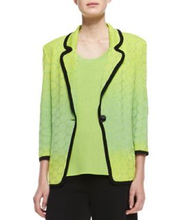 Womens Ombre Knit Contrast Piping Jacket   Misook   Bud/Lime/Black (X SMALL