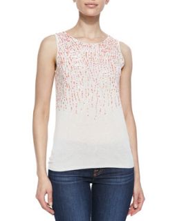 Womens Silk/Cashmere Sequined Shell   in CASHMERE   White/Orange (X LARGE (16))