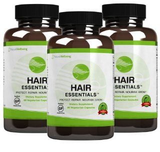 Hair Essentials   Natural Herbs and Vitamins Hair Growth Supplement for Women & Men   DHT Blocker   Nutrients to Help Repair and Nourish Thinning Hair   Daily Capsules Fight Hair Loss and Promote New Growth   3 Pack (90 Capsules per Bottle, 270 Total)