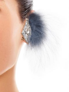 Fur and crystal earring  Fendi