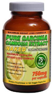 Garcinia Cambogia NAKED 75% HCA   180ct   3000mg/day   45 Day Supply   All Natural Appetite Suppressant and Weight Loss Supplement Health & Personal Care