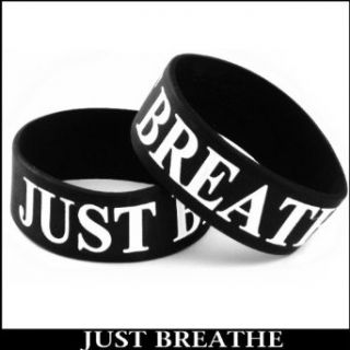 Just Breathe Designer Rubber Saying Bracelet (Black) #7 Clothing