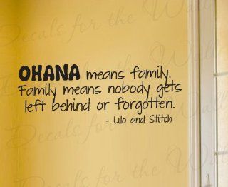 Lilo and Stitch Ohana Family Disney   Girl's or Boy's Room Kids Baby Nursery   Decorative Adhesive Vinyl Wall Decal, Lettering Art Letters Decor, Quote Design Sticker, Saying Decoration   Home Decor Product