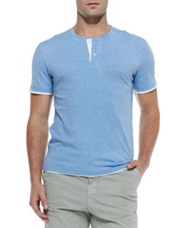 Mens Double Layer Short Sleeve Henley, H. Blueberry   Vince   H.blueberry (X 
