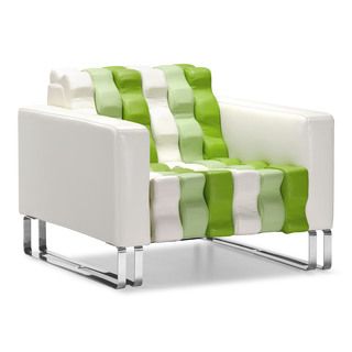 Green/ White Leatherette Ripple Chair