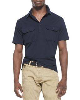 Mens Cotton Military Polo, Navy   Ralph Lauren Black Label   Navy (XL)