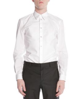 Mens Silver Bar Front Poplin Shirt, White   Givenchy   White (43)