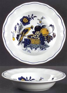 Spode Blue Bird Fine Stone Rim Soup Bowl, Fine China Dinnerware   Blue & Yellow