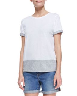 Womens Short Sleeve Colorblock T Shirt, White/Gray   Vince   White/H. grey (X 