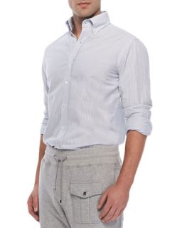 Mens Striped Dress Shirt, White/Blue   Michael Bastian   Light blue (41)