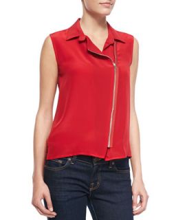 Womens First & Ten Silk Moto Top, Red   Bailey 44   Red (LARGE)
